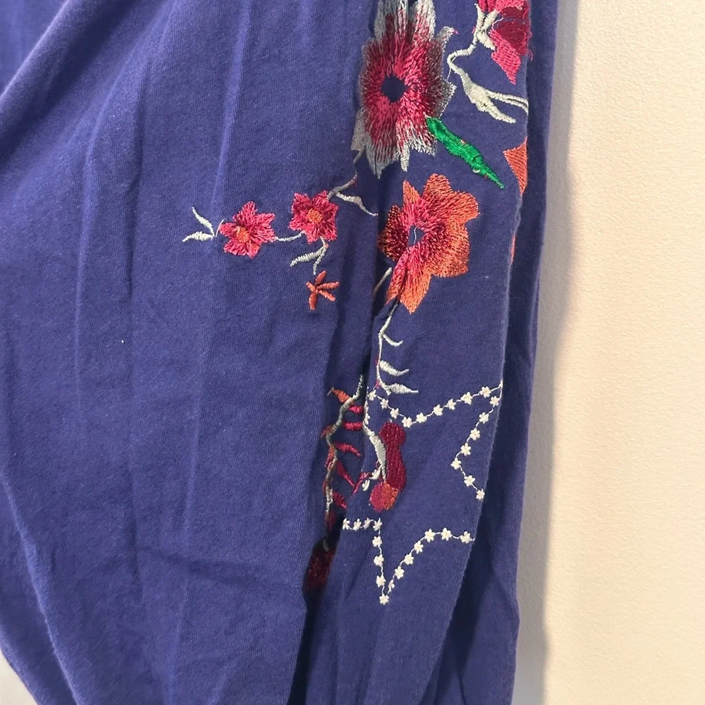 Free People Lita Embroidered Top Blue - Large - Picture 4 of 11